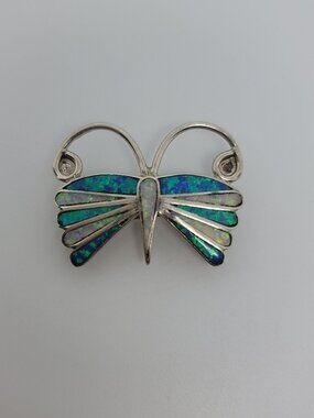 Sterling & Opal Butterfly Brooch